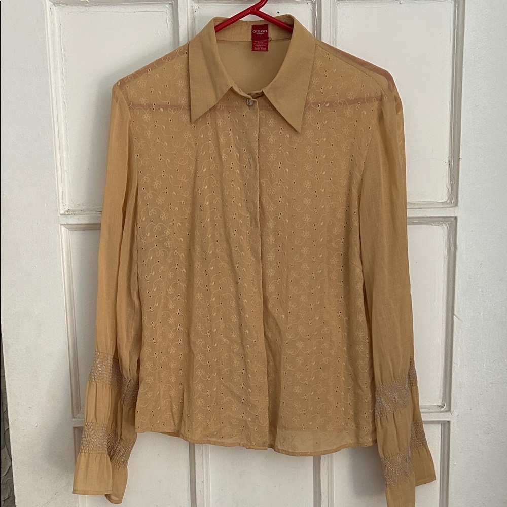 Chic Tan Button-Down Shirt